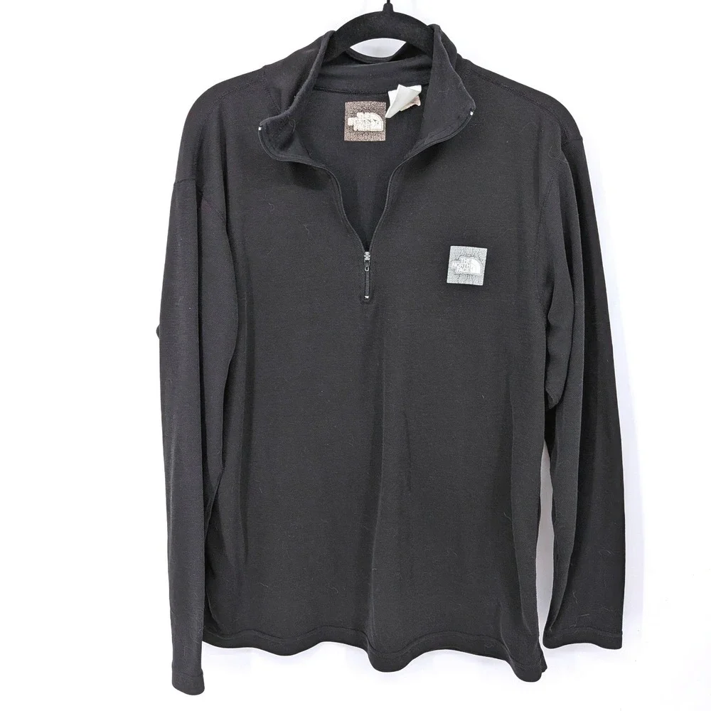 The North Face Pullover Men Large Black Quarter Zip Mock Neck Baselayer Gorpcore